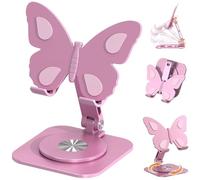 Genérico Butterfly Adjustable Phone Stand for Desk,Multi-Angel Adjustable 360° Rotation Non-Slip Metal Phone Stand,Foldable Mobile Phone Holder,Height & Angle for All Smartphones & Tablets