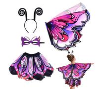 Genérico Butterfly Fairy Wings, Flexible Costume Dress Set, 60x50cm Wing Costume with Matching Hairband, Polyester Fabric Outfit, Party Wear with Colorful Design, Dress Up for Halloween Events
