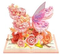 Genérico Butterfly Garden 3D Blocks with LED,DIY Romantic Book Bouquet Butterfly Light Up Night Lamp,No-Wilt Nature Home Desk Decor,Unique Gift for Adults Teens,Unfinished Products