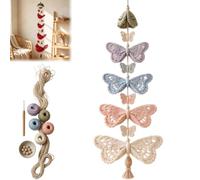 Genérico Butterfly Garden Cascade DIY Crochet Kit with Tutorials Soft Yarn & Hook, Colorful Creative Crochet Decoration Project, Hanging Ornament Craft for Beginners and Adults, Gifts for Women