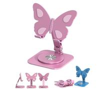 Genérico Butterfly Phone Stand, Butterfly Adjustable Phone Stand, 360° Rotating Aluminum Alloy, Height & Angle Adjustable, Compatible with Smartphone and Tablet, for Home Office Travel (Pink)