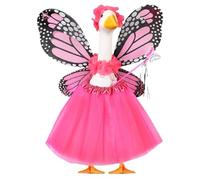 Genérico Butterfly Porch Goose Outfit - 17-23 Inch Butterfly Porch Goose Costume | GooseDress Up Outfit - 5-Piece Set Tutu Wings Wand Flower Cŕown Fabric | Fun Photo Party Accessory