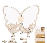 Genérico Butterfly Shower Guest Book - Wooden Standard Size Elegant Design | Wedding Ceremony Guestbook, Keepsake Memory Book For Birthday Graduation Party Decoration Signing Board | Event Decor