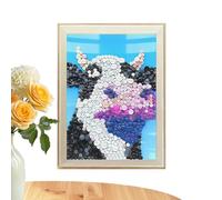 Genérico Button Craft Kit - Resin Cow Pattern Framed Wall Decor | 18x12cm Diy Painting Set for Beginners Kids Teens Boys Girls, Cute Button Art for Living Room, Bedroom, Dining Room, Classroom