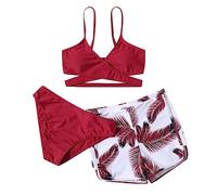 Genérico bvikinis para Mujeres 2026 Bikini Leopardo Mujer Conjunto de Bikini de Cintura Alta con Correa para Mujer Traje baño Sexy Deportivo Traje baño Bikinis 2026 Braga (Red, S)