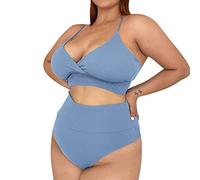 Genérico bvikinis para Mujeres 2026 Bikini Red Point Mujer Stock Drop Bra Conjunto de Bikini Sexy para Mujer Conjunto de Traje baño sólido Biquinis Sujetador (Light Blue, XXL)