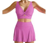 Genérico bvikinis para Mujeres 2026 Bikini Reductor Women's Sexy Resort Beach Bikini with Breast Without Brackets Mujer Bikinis Mujer Talla Grande (Pink, XXL)