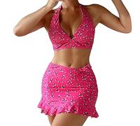 Genérico bvikinis para Mujeres 2026 Traje De BañO Mujer Conjunto de Bikini Mujer Impreso Conjunto Bikini Piezas Playa Traje baño Sexy Caliente Bikinis 2026 Braga (Hot Pink, M)