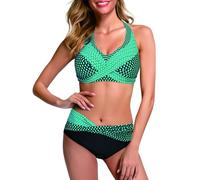 Genérico bvikinis para Mujeres 2026 Trajes De BañO High Set Set Beachwear Filled Print Bikini Swimsuit Print Women's Swimsuit Swimwear Waisted Top Bra Swimwears Bikinis Mujer 2026 Braga (Green, XXXL)