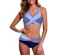 Genérico bvikinis para Mujeres 2026 Trajes De BañO High Set Set Beachwear Filled Print Bikini Swimsuit Print Women's Swimsuit Swimwear Waisted Top Bra Swimwears Bikinis Mujer 2026 Braga (Blue, M)