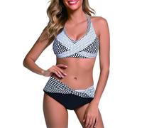 Genérico bvikinis para Mujeres 2026 Trajes De BañO High Set Set Beachwear Filled Print Bikini Swimsuit Print Women's Swimsuit Swimwear Waisted Top Bra Swimwears Bikinis Mujer 2026 Braga (Black, S)