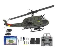 Genérico C032 UH-1 RC Helicóptero Juguetes para Adultos, 1/48 Escala 2.4G 6CH RC Brushless Flybarless Helicóptero, 6-Axis Gyro Modelo de Avión con posicionamiento óptico de Flujo,2 Battery
