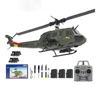Genérico C032 UH-1 RC Helicóptero Juguetes para Adultos, 1/48 Escala 2.4G 6CH RC Brushless Flybarless Helicóptero, 6-Axis Gyro Modelo de Avión con posicionamiento óptico de Flujo,3 Battery