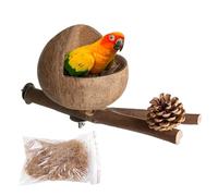 Genérico Cabaña para pájaros de Coco - Natural con Ramas y virutas | Accesorio para Jaula Resistente a roedores | Adecuado para Loros, agapornis, pinzones Cebra y pequeños roedores.