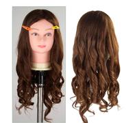Genérico Cabeza de Maniquí para Entrenamiento de Peluquería con 60% Cabello Natural y 40% Material Sintético, Práctica de Peinados y Trenzado para Aprendices en Casa Color Marrón