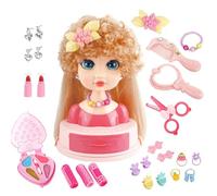 Genérico Cabeza De Muñeca para Peinados | Juego De Belleza para Juego Simbólico | Horquillas Rizador Herramientas De Maquillaje para Principiantes Niñas Peluquería Infantil De 3 A 6 Años