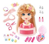 Genérico Cabeza De Muñeca para Peinados | Juego De Belleza para Juego Simbólico,Práctica De Trenzas Y Rulos para Niños Principiantes De 3 A 6 Años