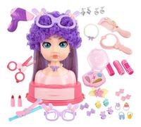Generico Cabezal de maquillaje y peinados - Juguete Cabeza para Peinado con Accesorios para el Cabello | 31 Piezas Juego De Salón De Belleza, Juguetes De Vestir Para Niños De 3+ Años