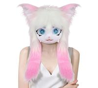 Genérico cabezas de animales de piel - Máscara integral gato grandes ojos pelo largo - Accesorio disfraz realista de peluche para cosplay espectáculo convención anime fiesta Halloween mujeres hombres