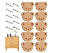 Genérico Cabinet Knobs Cartoon Bear, Wooden Pull Handles, Kitchen Vanity Hardware, Closet Drawer Accessories, Bathroom Desk Door Decor, 10 Piece Set