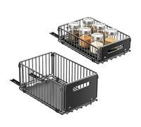 Genérico Cabinet Organizer Shelf - 2 Piece Foldable Sliding Shelf Storage Racks, 14.76x9.65x7.48 Inches Expandable Seasoning and Pantry Organizer, Space Saving Pull out Shelves for Kitchen Cabinets