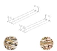 Genérico Cabinet Telescopic Shelf, Multifunctional Expandable Shoe Rack Organizer, Under Cabinet Shelf - for Shoe or Clothing Storage and Organization (White,2PCs)