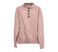 Genérico Cable Knit Button up Stand Collar Pullover for Women, V Neck Long Sleeve Lightweight Casual Soft Knitwear Top