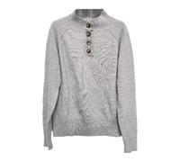 Genérico Cable Knit Button up Stand Collar Pullover for Women, V Neck Long Sleeve Lightweight Casual Soft Knitwear Top