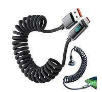 Genérico Cable USB C, 120W Carga Rápida Cable con Muelle, 0.9m Pantalla Digital Portátil USB C para Viajes Negocios Tablet Portátil Coche Escuela Hogar