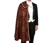 Genérico Cabo del Renacimiento - Disfraz Noble Medieval de Media Hombro con un diseño de Brocado - Capas para hombres, para Cosplay, Festivales de Halloween, Juego de Roles y Representaciones, rojo