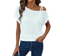 Genérico Cache-Camisetas y Sarongs Street Style Knitted Off The Shoulder Swimwear Top, blanco, M