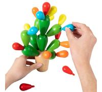 Generico Cactus Apilador de Madera Inspirado en Juguete Educativo Vibrante en Capas Conjunto de construcción 'Equilibrio Delicado Coordinación -Mano Bordes Crescit