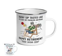 Genérico Cada sorbo sabe a que ya no es mi problema - Taza de esmalte de jubilación, taza de café personalizada Feliz jubilación, ligera y portátil, para compañeros de trabajo, papá y mamá. (#B)
