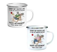 Genérico Cada sorbo sabe a que ya no es mi problema - Taza de esmalte de jubilación, taza de café personalizada Feliz jubilación, ligera y portátil, para compañeros de trabajo, papá y mamá. (mix)