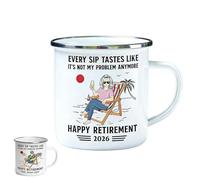 Genérico Cada sorbo sabe a que ya no es mi problema - Taza de esmalte de jubilación, taza de café personalizada Feliz jubilación, ligera y portátil, para compañeros de trabajo, papá y mamá. (#A)