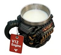 Generico Café con motor - aislada de acero inoxidable V12 de doble pared de 300 ml, tazas para el automotriz | Tazas de café y whisky con diseño mecánico para casa, exterior