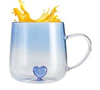 Generico Café en - 400 ml soplado a mano | Pareja degradada: el mango en forma de corazón presenta un diseño creativo en transparente, ideal para leche, té, , bebidas calientes, regalo