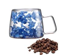 Generico Café Layer Flowers - con flores secas de 200 ml | Tazas creativas con flores y asa | Aislamiento de doble pared | Ideal para café, té, zumos, bebidas calientes para uso doméstico