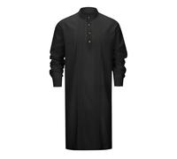 Generico Caftán Camisa de Hombre de Algodón y Lino Elegante de Manga Larga Vestidos Musulmanes Vestidos Árabes Adecuado para el Tiempo Libre y el Trabajo Vestidos Abaya para la Fiesta del Ramadán