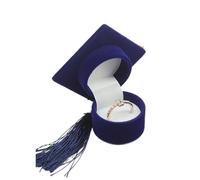 Genérico Caja Anillo Joyero con Forma de Birrete graduación, Mini Anillo propuesta Fin Curso, Perfecto for Despedidas Soltero y Recuerdo del Campus(Blue)