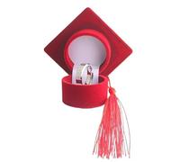 Genérico Caja Anillo Joyero con Forma de Birrete graduación, Mini Anillo propuesta Fin Curso, Perfecto for Despedidas Soltero y Recuerdo del Campus(Red)