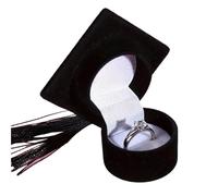 Genérico Caja Anillo Joyero con Forma de Birrete graduación, Mini Anillo propuesta Fin Curso, Perfecto for Despedidas Soltero y Recuerdo del Campus(Black)