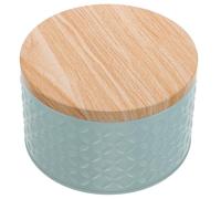 Genérico Caja de Almacenamiento Redonda de Hierro Azul para Galletas y Dulces, Pequeña Lata Metálica con Tapa para Obsequio, Contenedor Multiusos para Postres y Golosinas, Adecuado