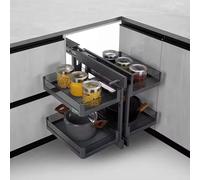 Genérico Caja de Almacenamiento retráctil para gabinete de Cocina, Adecuada para Esquinas ciegas, Almacenamiento de Canasta de 2 Capas, de pie, Compatible con Apertura Izquierda y Derecha, 800-900 mm