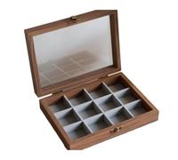 Genérico Caja de joyería de madera Retro, tapa de cristal, soporte de exhibición de anillo de terciopelo