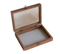 Genérico Caja de joyería de madera Retro, tapa de cristal, soporte de exhibición de anillo de terciopelo