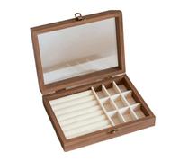 Genérico Caja de joyería de madera Retro, tapa de cristal, soporte de exhibición de anillo de terciopelo