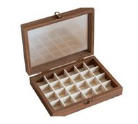 Genérico Caja de joyería de madera Retro, tapa de cristal, soporte de exhibición de anillo de terciopelo