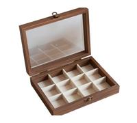 Genérico Caja de joyería de madera Retro, tapa de cristal, soporte de exhibición de anillo de terciopelo