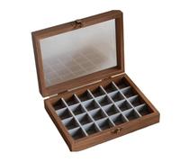 Genérico Caja de joyería de madera Retro, tapa de cristal, soporte de exhibición de anillo de terciopelo